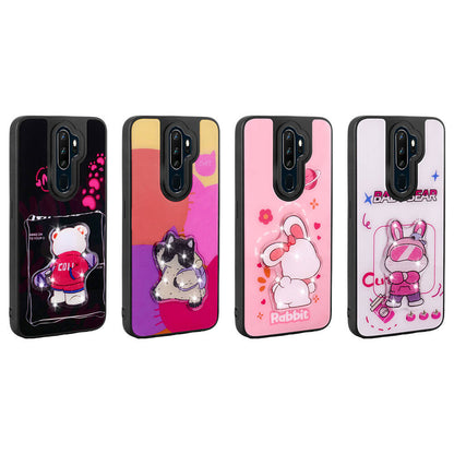 Oppo A5 2020 Kılıf Parlayan Kabartmalı İkonik Figürlü Zore Amas Silikon Kapak Beyaz