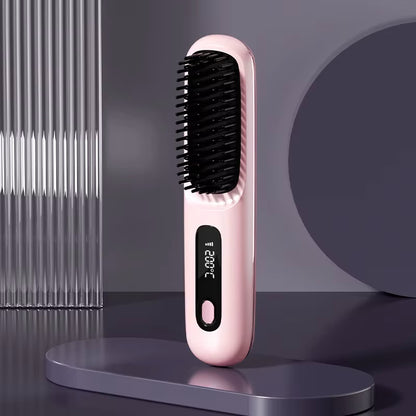 PLUZZ Saç Şekillendirici Fön Tarağı Şarjlı ve Taşınabilir İyonik ve Düzleştirici
