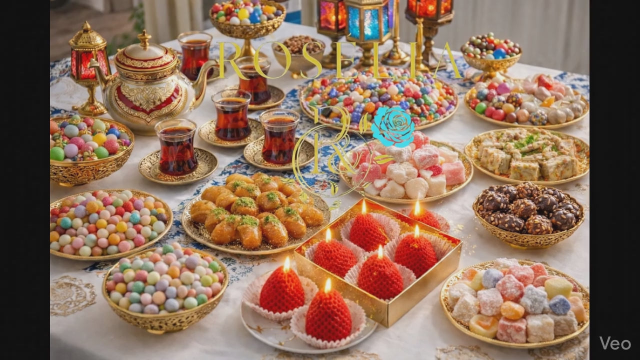 9'lu Çilek Gurme Serisi Dekoratif Mum | Rosélia