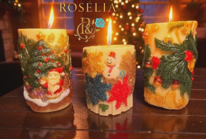 Noel Baba Baton Mum - El Yapımı Doğal Yılbaşı Mumu | Rosélia