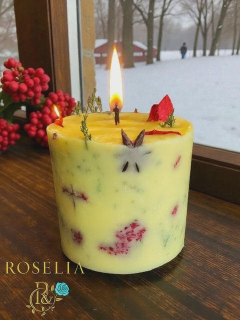 Canlı Çiçek Baton Mum - El Yapımı Dekoratif Çiçekli Mum | Rosélia