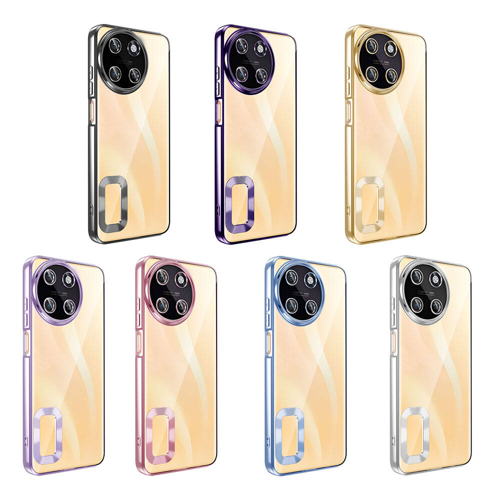 Realme 11 4G Kılıf Kamera Korumalı Logo Gösteren Zore Omega Kapak Rose Gold
