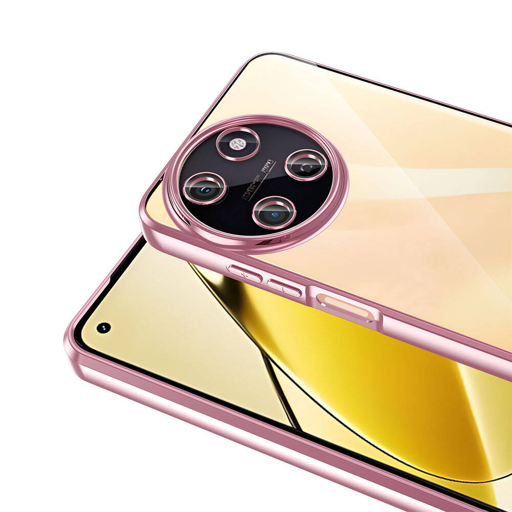 Realme 11 4G Kılıf Kamera Korumalı Logo Gösteren Zore Omega Kapak Rose Gold