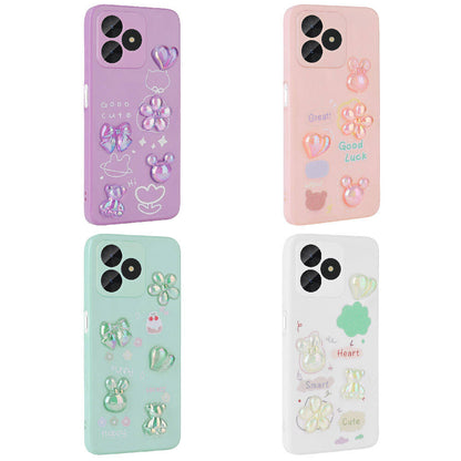 Realme C53 Kılıf Kabartma Figürlü Parlak Zore Toys Silikon Kapak Pembe