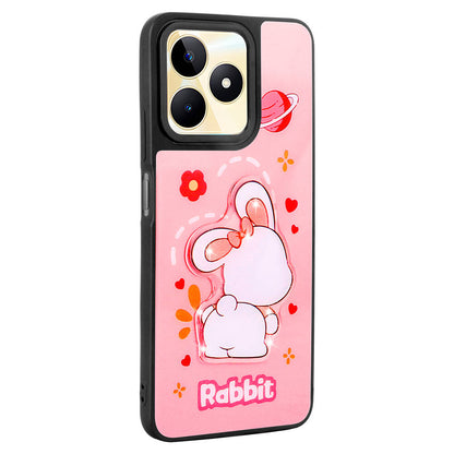 Realme C53 Kılıf Parlayan Kabartmalı İkonik Figürlü Zore Amas Silikon Kapak Mor