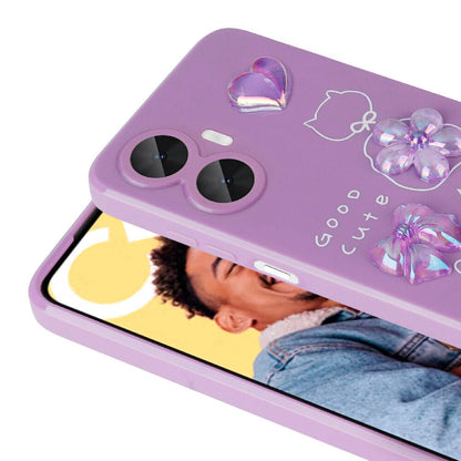 Realme C55 Kılıf Kabartma Figürlü Parlak Zore Toys Silikon Kapak Mor