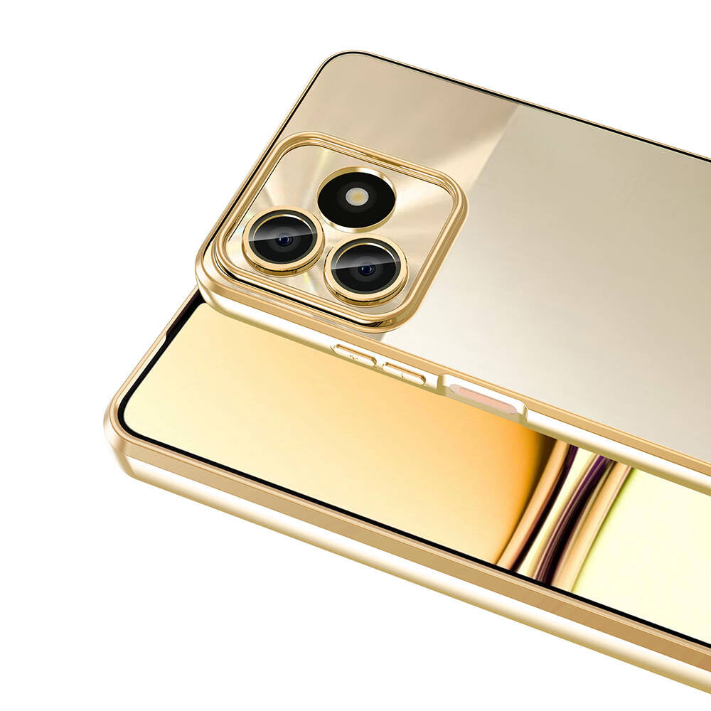 Realme Note 50 Kılıf Kamera Korumalı Logo Gösteren Zore Omega Kapak Gold