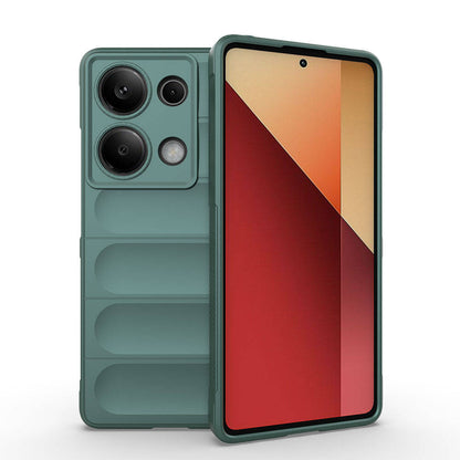 Redmi Note 13 Pro 4G Kılıf Esnek TPU Oyuklu Arka Yüzey Tasarımlı Zore Etnik Silikon Kapak Koyu Yeşil