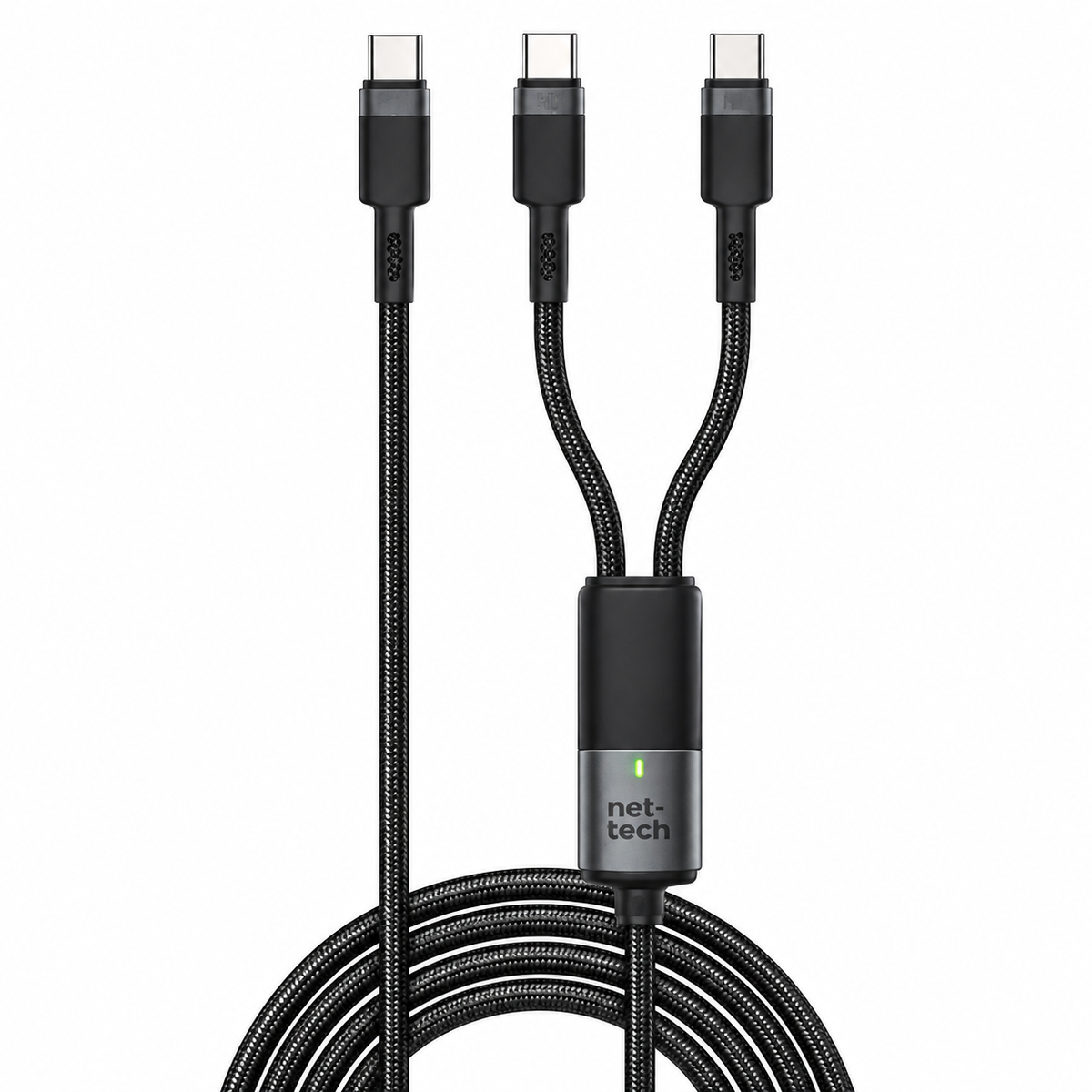 Nettech NT-DC62 140W İp Örgü 100 Cm Type-C To Type-C Şarj ve Data Kablosu (Siyah) NT-117913