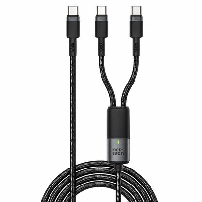 Nettech NT-DC62 140W İp Örgü 100 Cm Type-C To Type-C Şarj ve Data Kablosu (Siyah) NT-117913