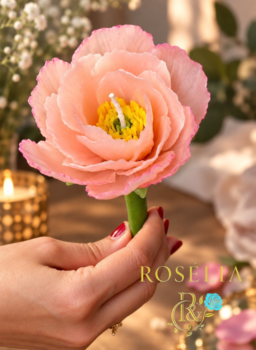 Şakayık Esnek Çiçek Mum | Rosélia