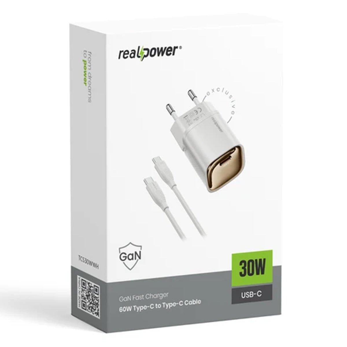 RealPower TCS30WWH GAN 30W 3000 mAh Type-C To Type-C Şarj Aleti NT-119362