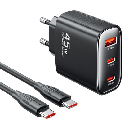 RealPower TCS45WBK GAN 45W 3000 mAh Type-C To Type-C Şarj Aleti (Siyah) NT-119372