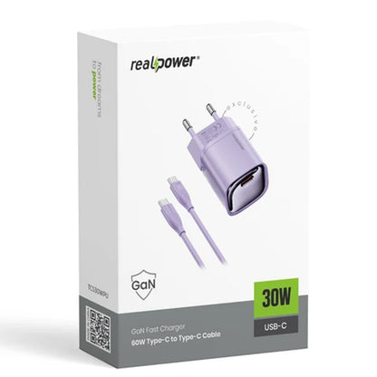 RealPower TCS30WWH GAN 30W 3000 mAh Type-C To Type-C Şarj Aleti NT-119362