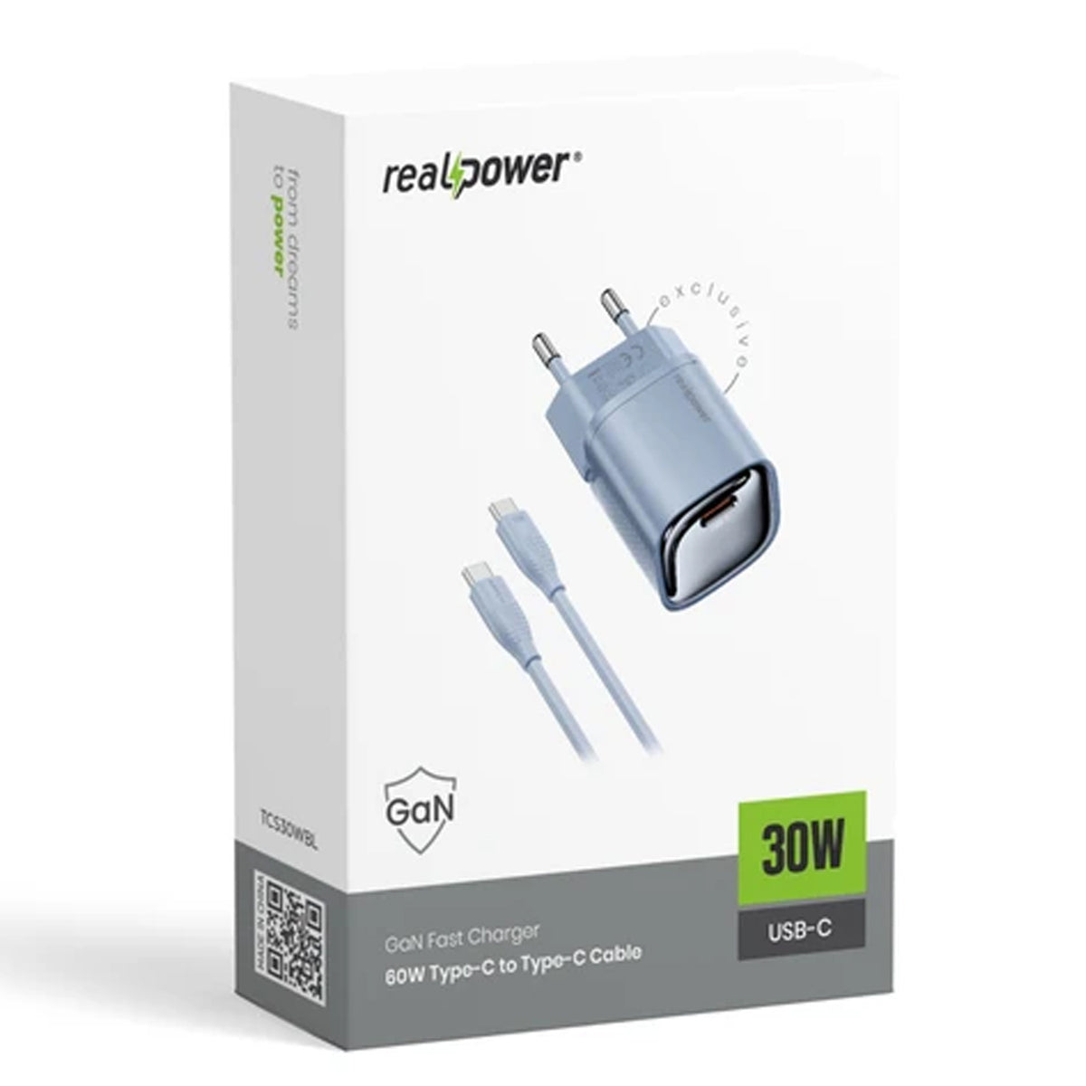 RealPower TCS30WWH GAN 30W 3000 mAh Type-C To Type-C Şarj Aleti NT-119362