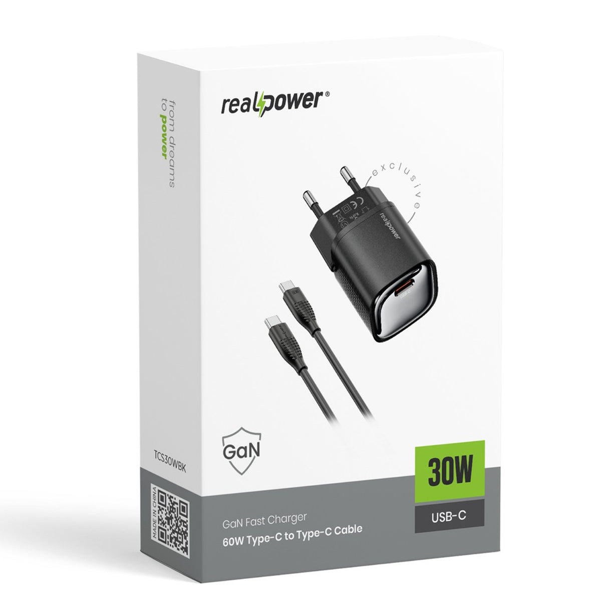 RealPower TCS30WWH GAN 30W 3000 mAh Type-C To Type-C Şarj Aleti NT-119362