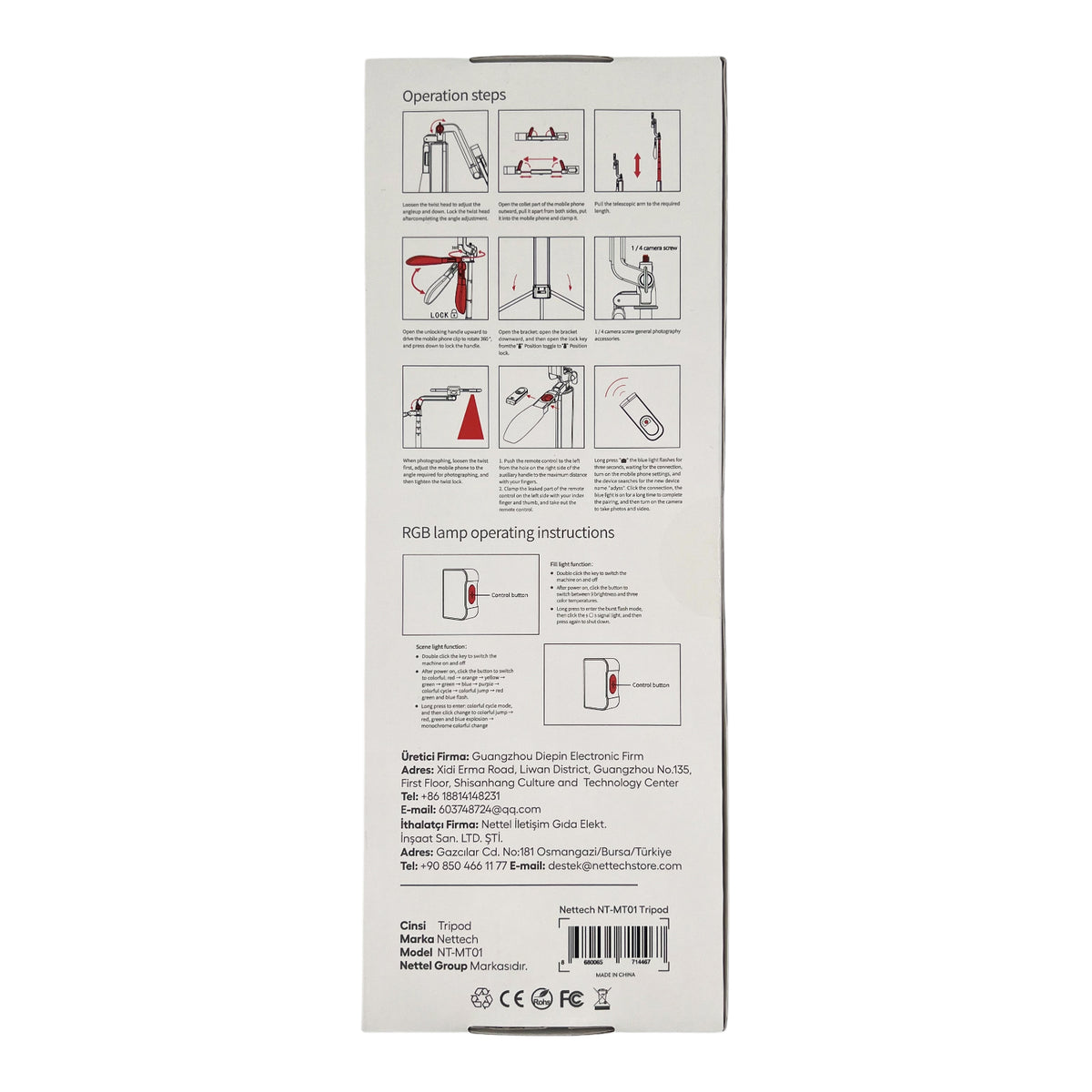 Nettech NT-MT01 Telefon Multi-Function Tripod Stand (Siyah) NT-106750
