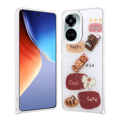 Tecno Camon 19 Kılıf Parlayan Simli Kabartma Figürlü Zore Cevze Kapak Pembe