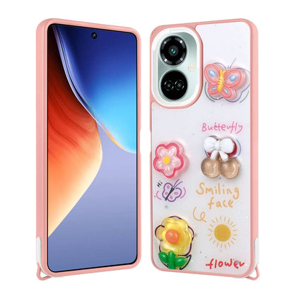Tecno Camon 19 Kılıf Parlayan Simli Kabartma Figürlü Zore Cevze Kapak Pembe