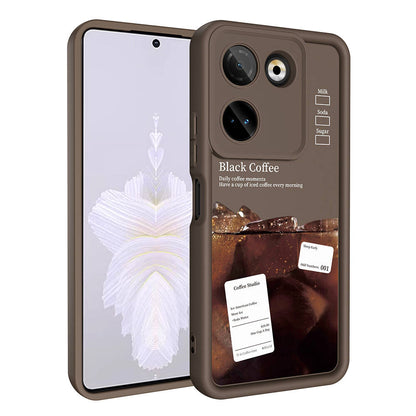 Tecno Camon 20 Pro 4G Kılıf Kamera Korumalı Baskılı Arka Yüzey Zore Klas Kapak Açık Kahve