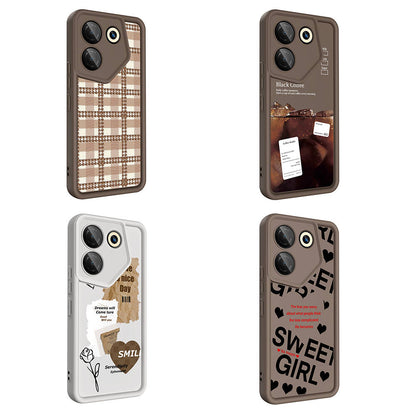 Tecno Camon 20 Pro 5G Kılıf Kamera Korumalı Baskılı Arka Yüzey Zore Klas Kapak Açık Kahve