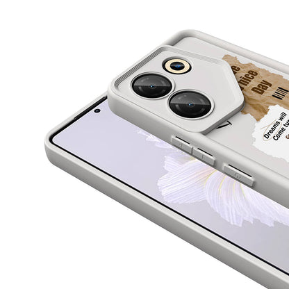 Tecno Camon 20 Pro 5G Kılıf Kamera Korumalı Baskılı Arka Yüzey Zore Klas Kapak Beyaz