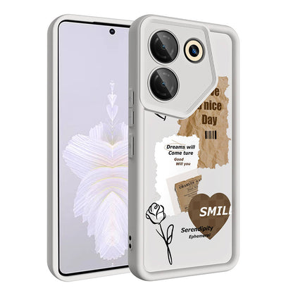 Tecno Camon 20 Pro 5G Kılıf Kamera Korumalı Baskılı Arka Yüzey Zore Klas Kapak Siyah