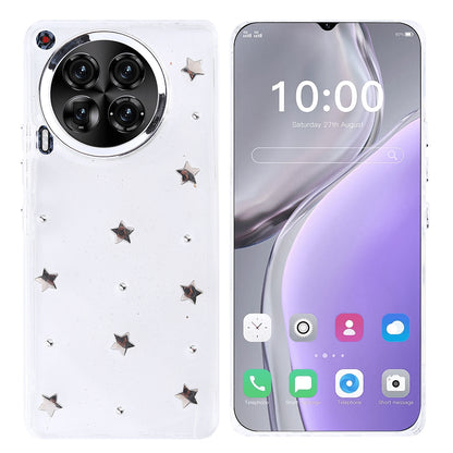 Tecno Camon 30 4G Kılıf Airbag Tasarımlı Simli Şeffaf Zore Kutup Kapak
