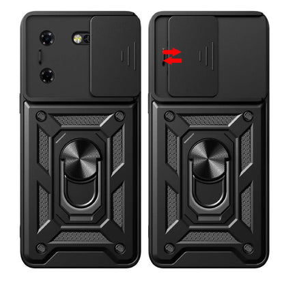 Tecno Pova 5 Kılıf Magnetik Standlı Kamera Korumalı Zore Sürgülü Vega Kapak Mavi