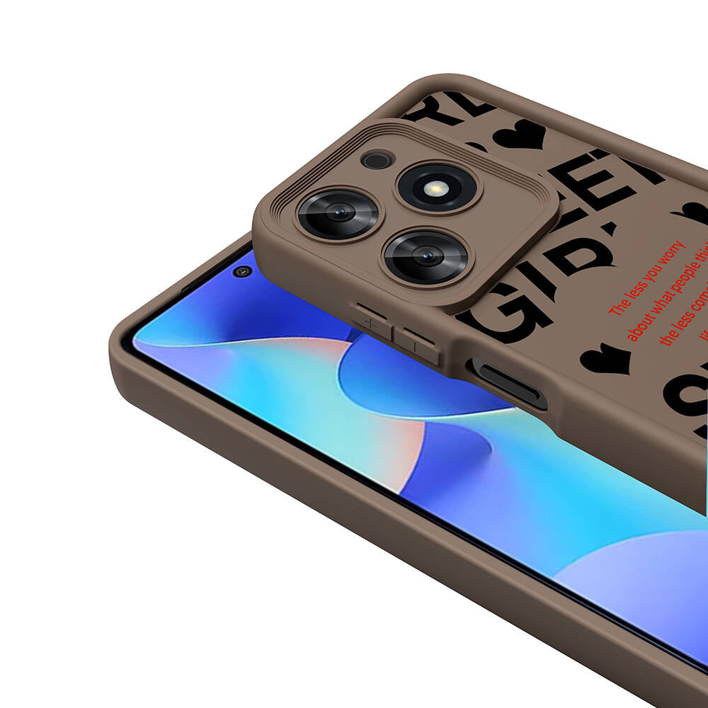 Tecno Spark 10 Pro 4G Kılıf Kamera Korumalı Baskılı Arka Yüzey Zore Klas Kapak Koyu Kahve