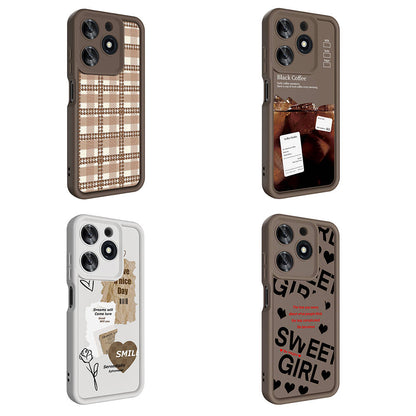 Tecno Spark 10 Pro 4G Kılıf Kamera Korumalı Baskılı Arka Yüzey Zore Klas Kapak Açık Kahve