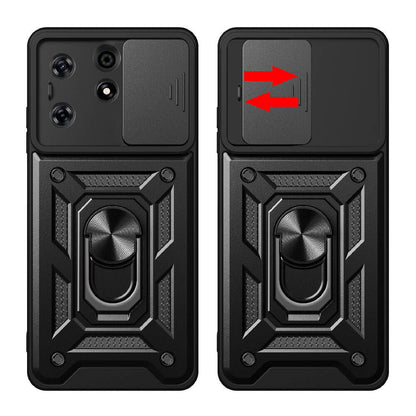 Tecno Spark 10 Pro Kılıf Magnetik Standlı Kamera Korumalı Zore Sürgülü Vega Kapak Mavi