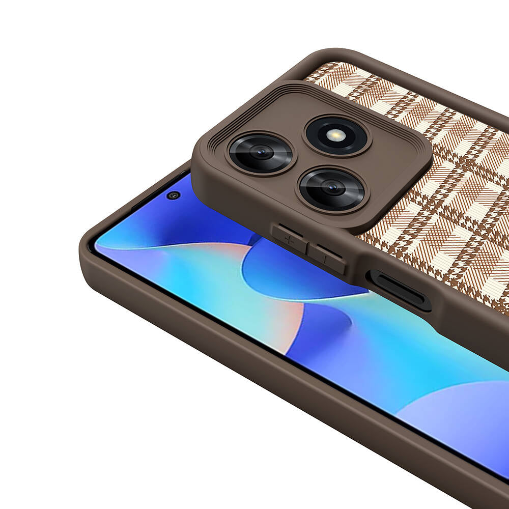 Tecno Spark 10C Kılıf Kamera Korumalı Baskılı Arka Yüzey Zore Klas Kapak Koyu Kahve