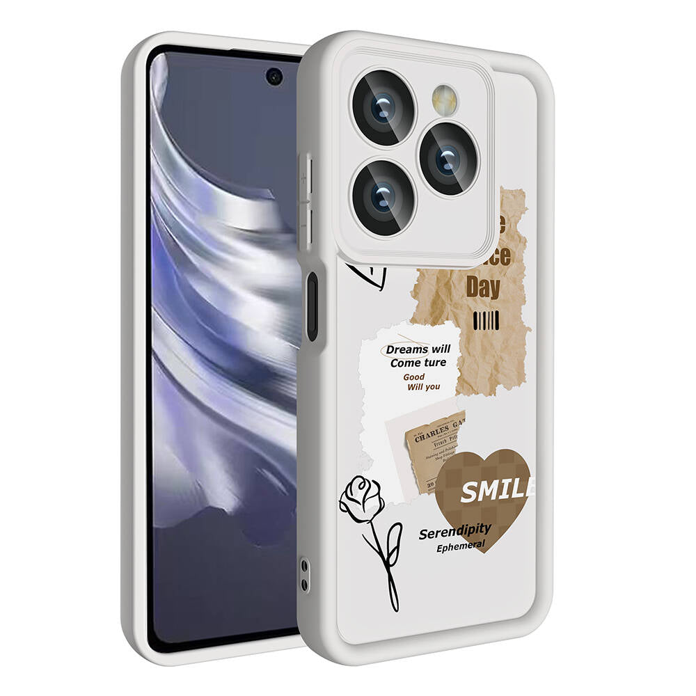 Tecno Spark 20 Kılıf Kamera Korumalı Baskılı Arka Yüzey Zore Klas Kapak Beyaz