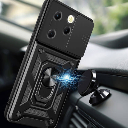 Tecno Spark 20 Pro 4G Kılıf Magnetik Standlı Kamera Korumalı Zore Sürgülü Vega Kapak Mavi