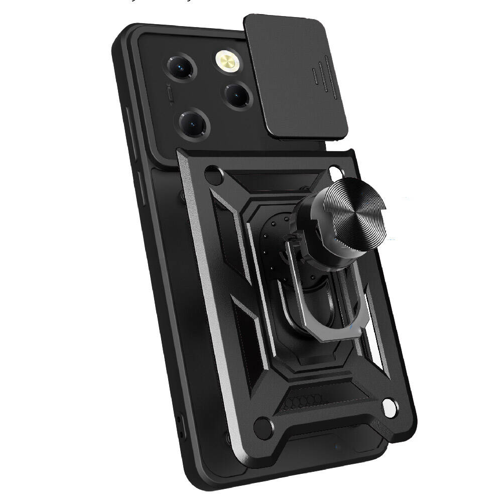 Tecno Spark 20 Pro 4G Kılıf Magnetik Standlı Kamera Korumalı Zore Sürgülü Vega Kapak Mavi