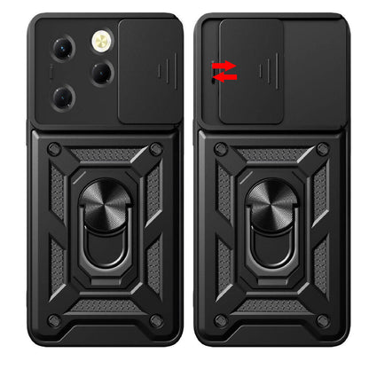Tecno Spark 20 Pro 4G Kılıf Magnetik Standlı Kamera Korumalı Zore Sürgülü Vega Kapak Siyah