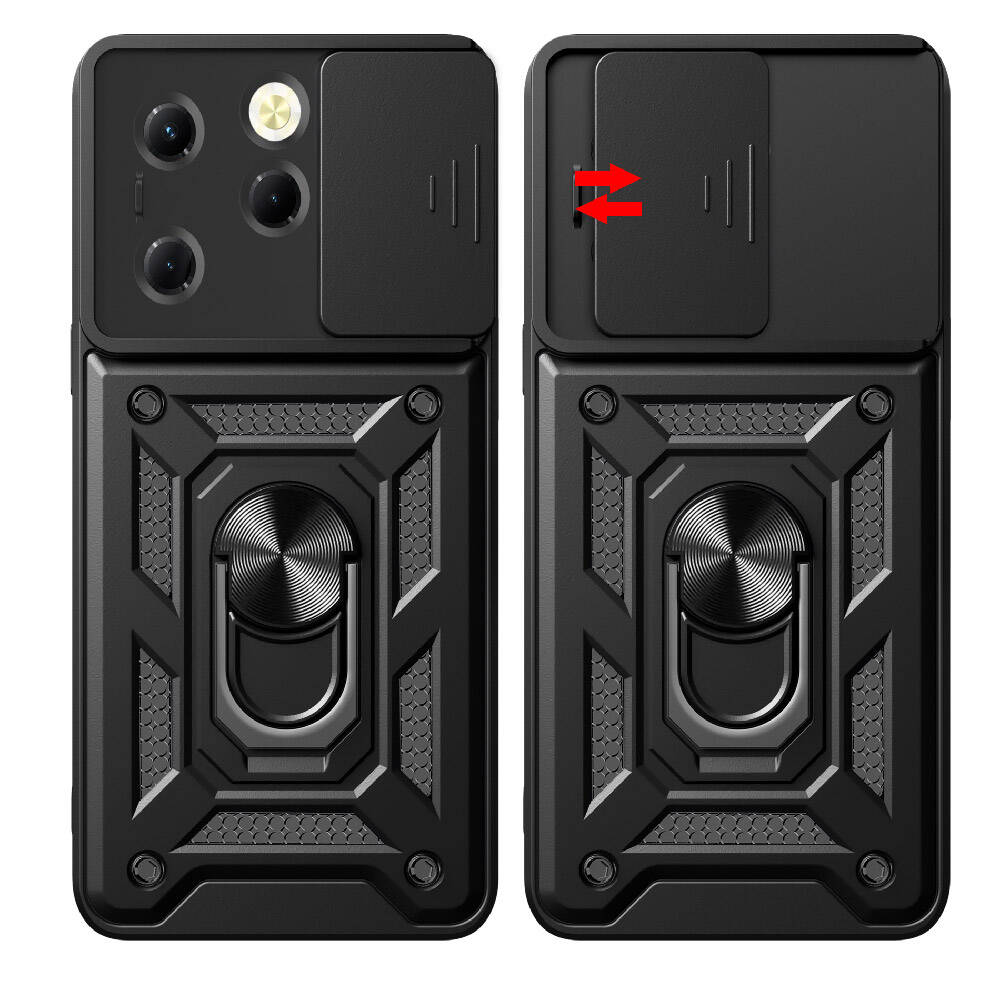 Tecno Spark 20 Pro 4G Kılıf Magnetik Standlı Kamera Korumalı Zore Sürgülü Vega Kapak Mavi