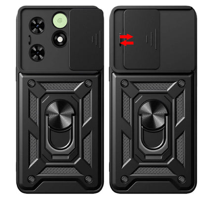 Tecno Spark Go 2024 Kılıf Magnetik Standlı Kamera Korumalı Zore Sürgülü Vega Kapak Siyah