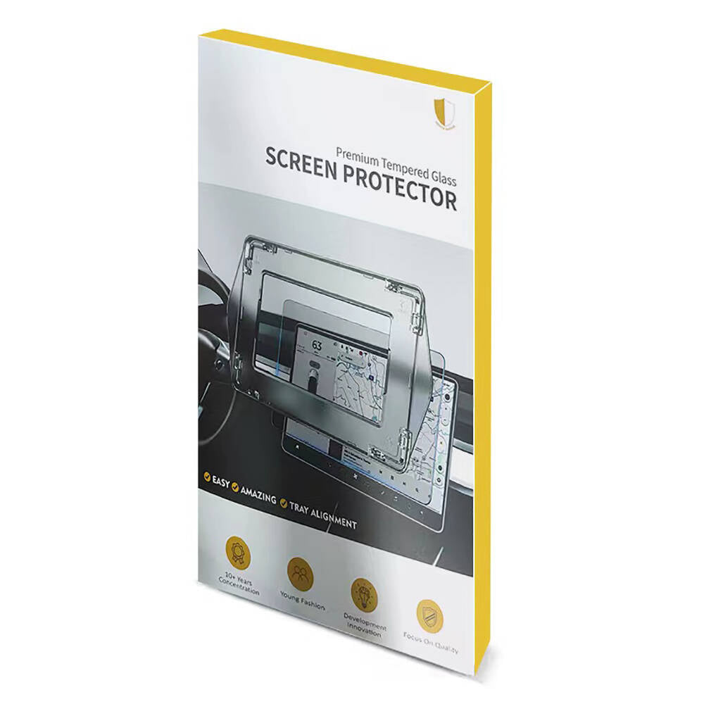 Tesla Model 3 Araç Multimedya Ekran Koruyucu AR Oleofobik Uygulama Aparatlı Zore Premium Temperli Cam Ekran Koruyucu Şeffaf