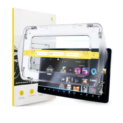 Tesla Model X Araç Multimedya Ekran Koruyucu AR Oleofobik Uygulama Aparatlı Zore Premium Temperli Cam Ekran Koruyucu Şeffaf