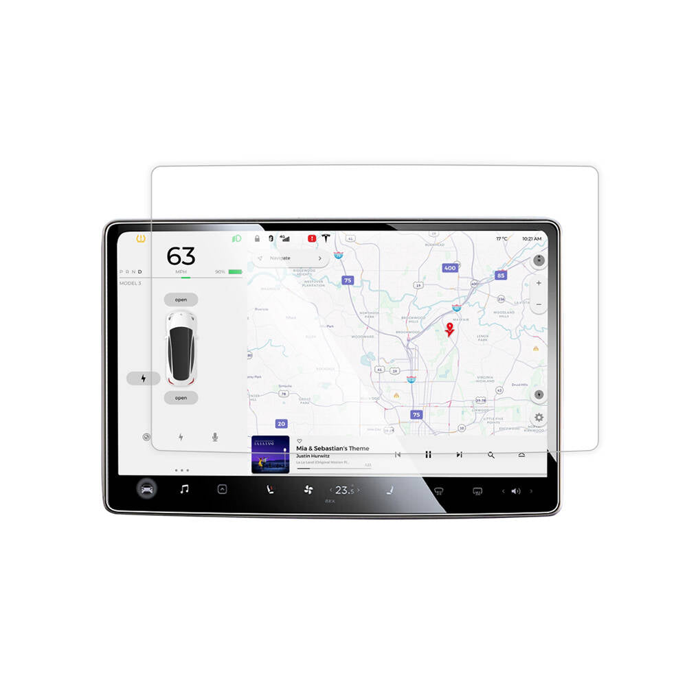 Tesla Model Y Zore Araç Multimedya Temperli Cam Ekran Koruyucu Renksiz