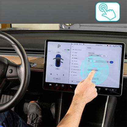 Tesla Yeni Model Y 2in1 Araç Multimedya Ekran Koruyucu Uygulama Aparatlı Zore Premium Temperli Cam Ekran Koruyucu Şeffaf