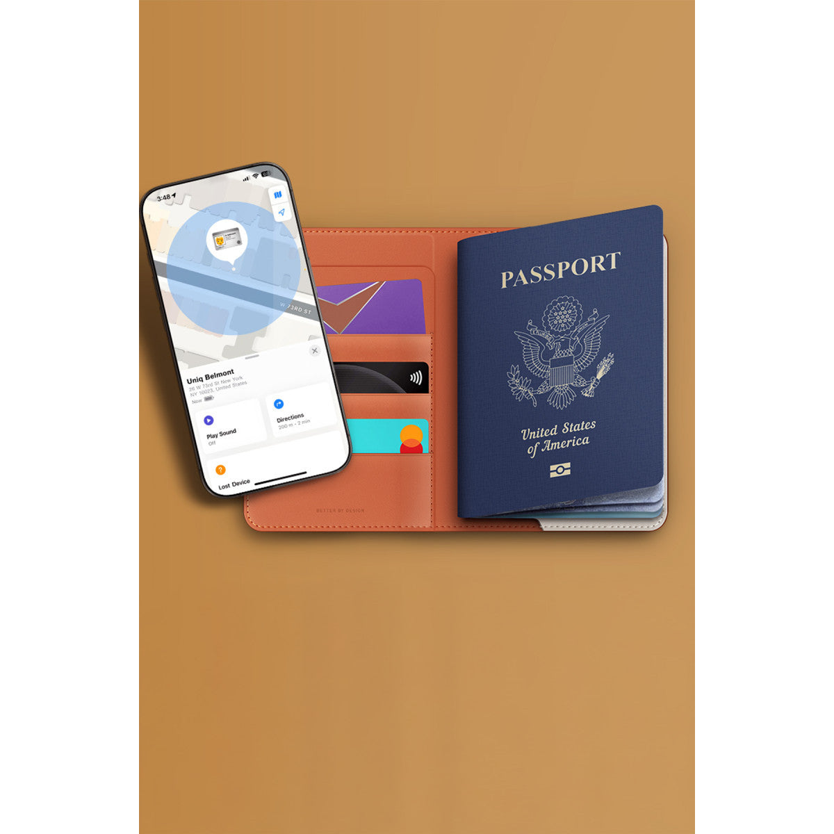 Uniq Belmont RFID-Block Apple Find My Özellikli Vegan Deri Kart ve Pasaport Tutucu
