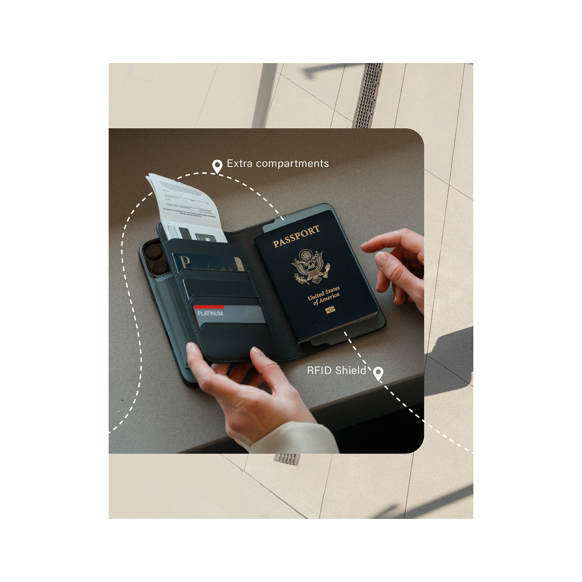 Uniq Belmont RFID-Block Apple Find My Özellikli Vegan Deri Kart ve Pasaport Tutucu