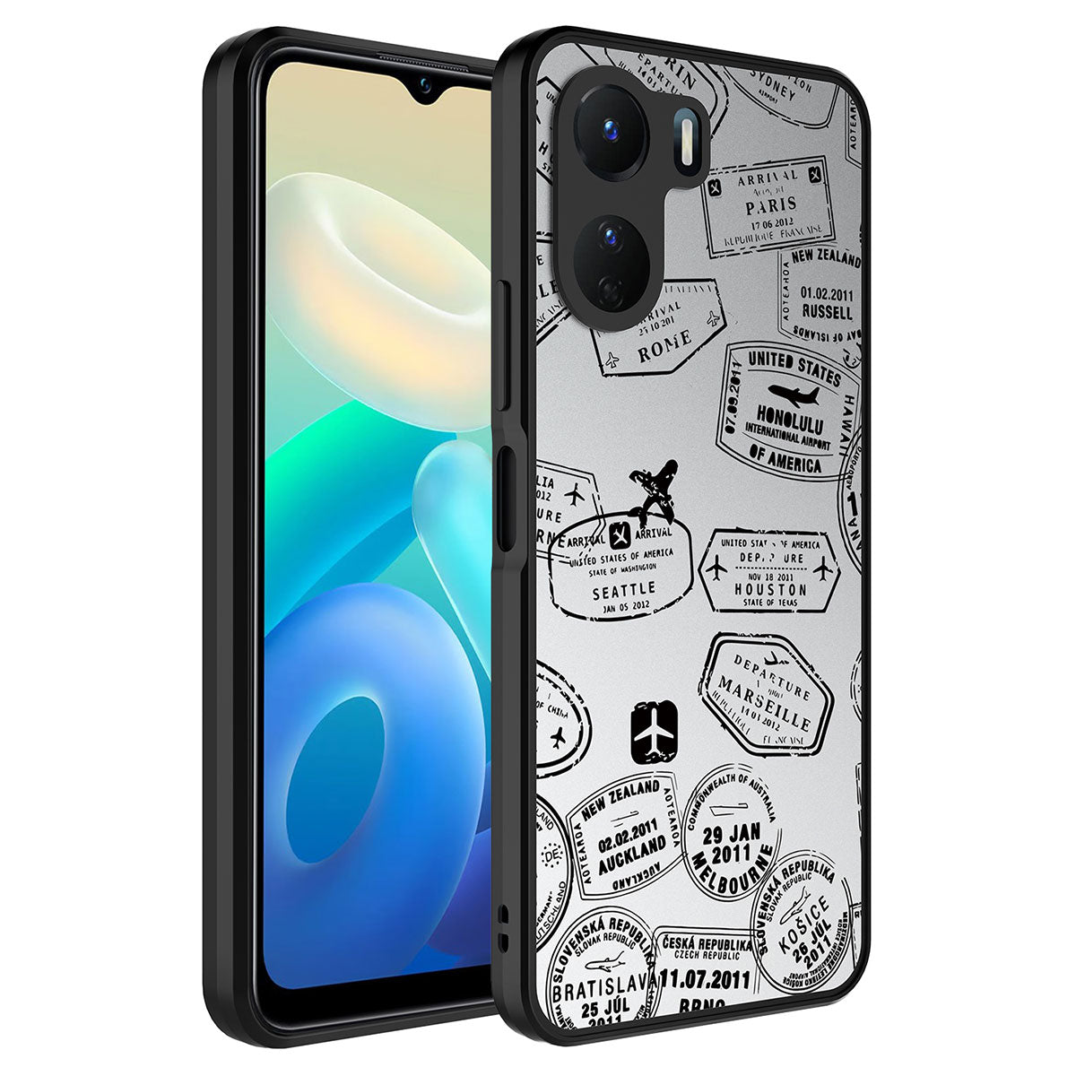 Vivo Y16 Kılıf Aynalı Desenli Kamera Korumalı Parlak Zore Mirror Kapak Yazı