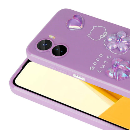 Vivo Y16 Kılıf Kabartma Figürlü Parlak Zore Toys Silikon Kapak Mor