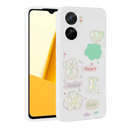 Vivo Y16 Kılıf Kabartma Figürlü Parlak Zore Toys Silikon Kapak Mor