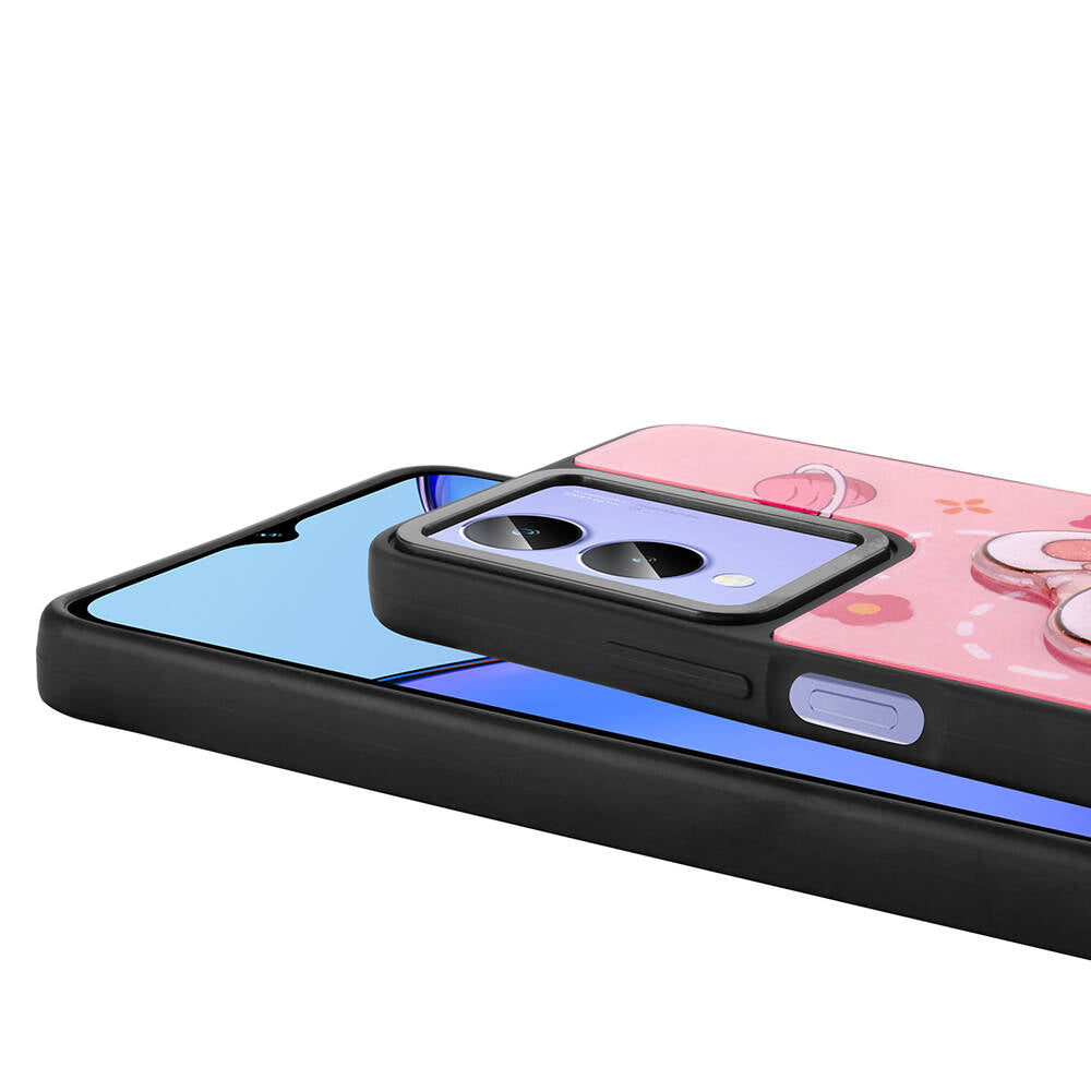 Vivo Y17S Kılıf Parlayan Kabartmalı İkonik Figürlü Zore Amas Silikon Kapak Siyah