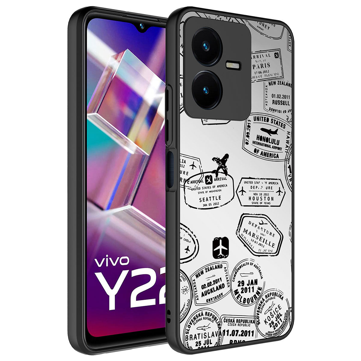 Vivo Y35 Kılıf Aynalı Desenli Kamera Korumalı Parlak Zore Mirror Kapak Seyahat